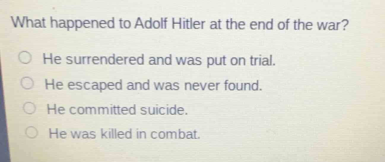 what happened to adolf hitler at the end of the war? he surrendered and…