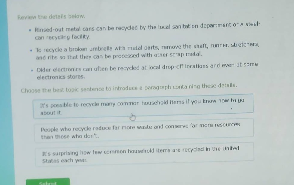 review the details below. - rinsed - out metal cans can be recycled by …