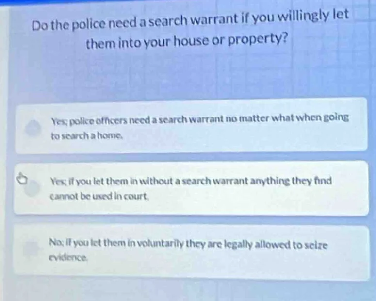 do the police need a search warrant if you willingly let them into your…