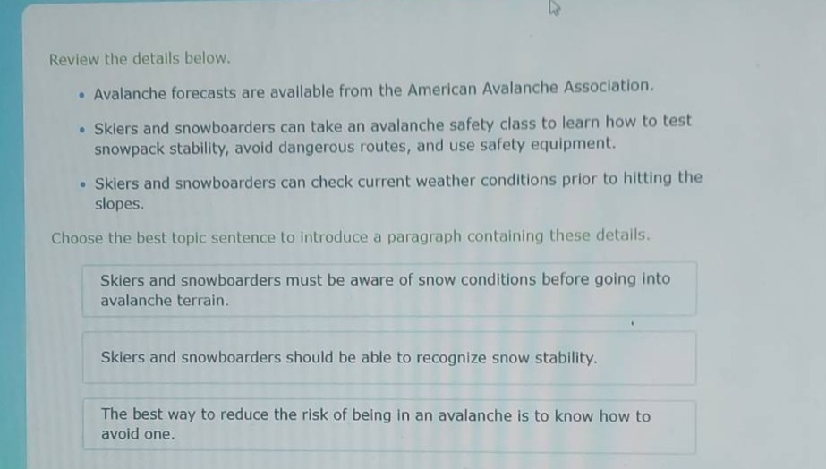 review the details below. - avalanche forecasts are available from the …