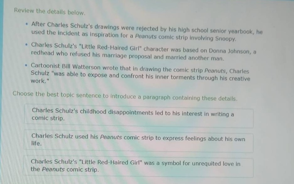review the details below. - after charles schulzs drawings were rejecte…