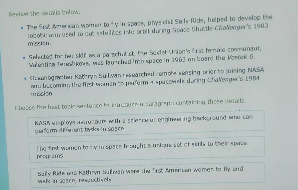 review the details below. - the first american woman to fly in space, p…