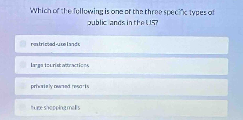which of the following is one of the three specific types of public lan…