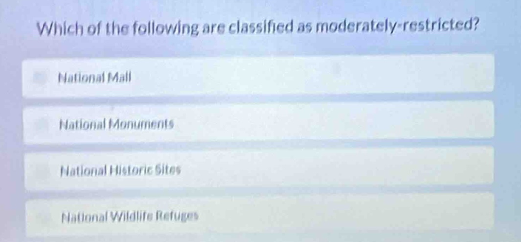 which of the following are classified as moderately-restricted? nationa…