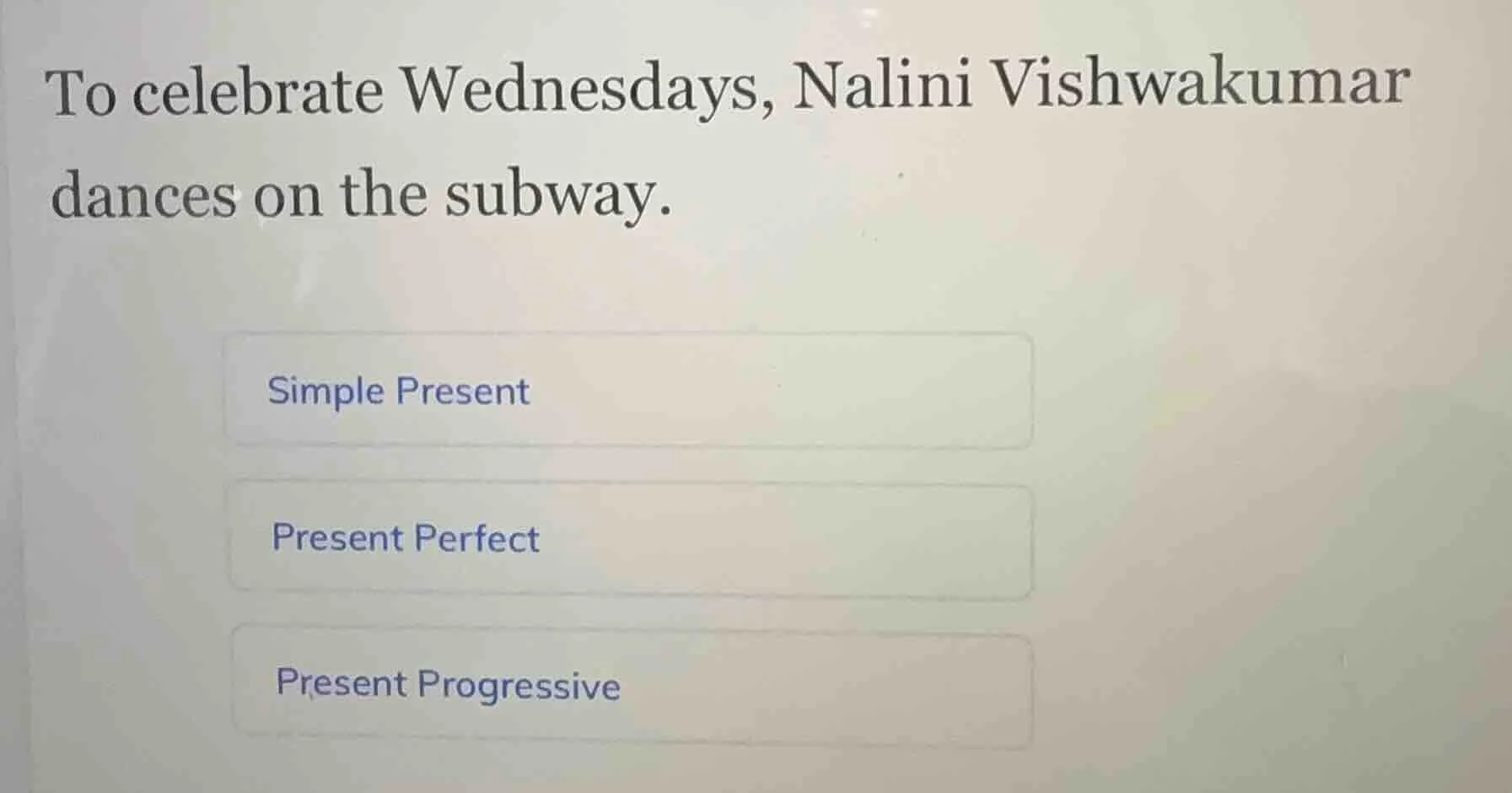 to celebrate wednesdays, nalini vishwakumar dances on the subway. simpl…