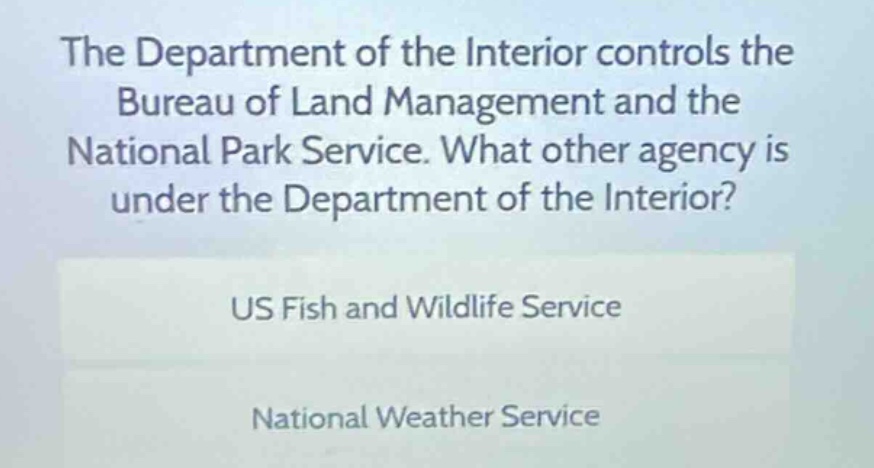 the department of the interior controls the bureau of land management a…