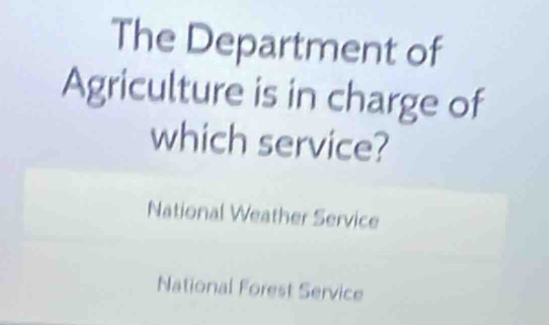 the department of agriculture is in charge of which service? national w…
