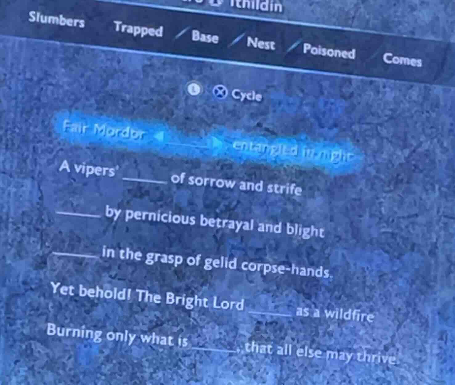 slumbers trapped base nest poisoned comes cycle fair mordor entangled i…