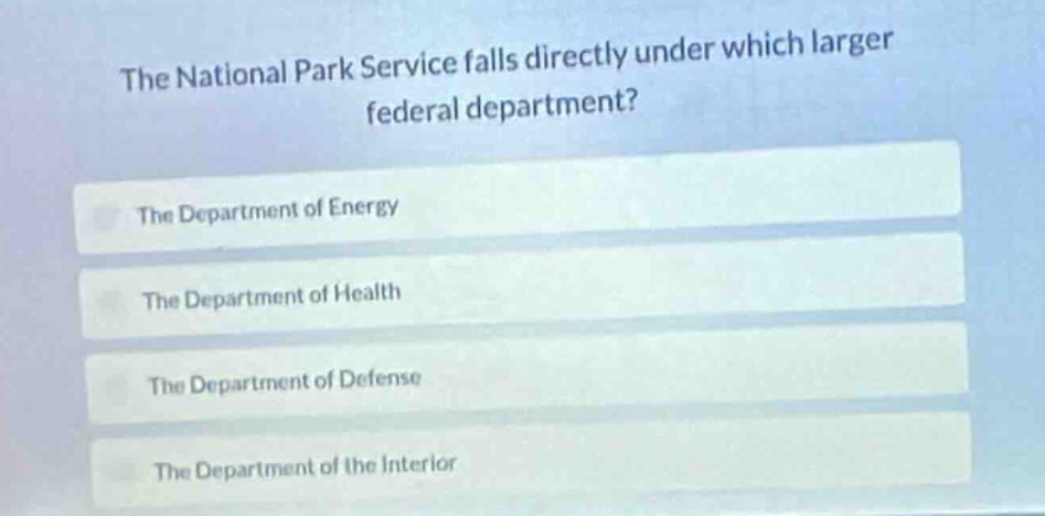 the national park service falls directly under which larger federal dep…