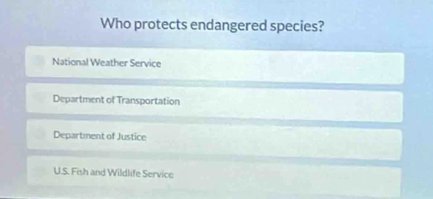 who protects endangered species? national weather service department of…