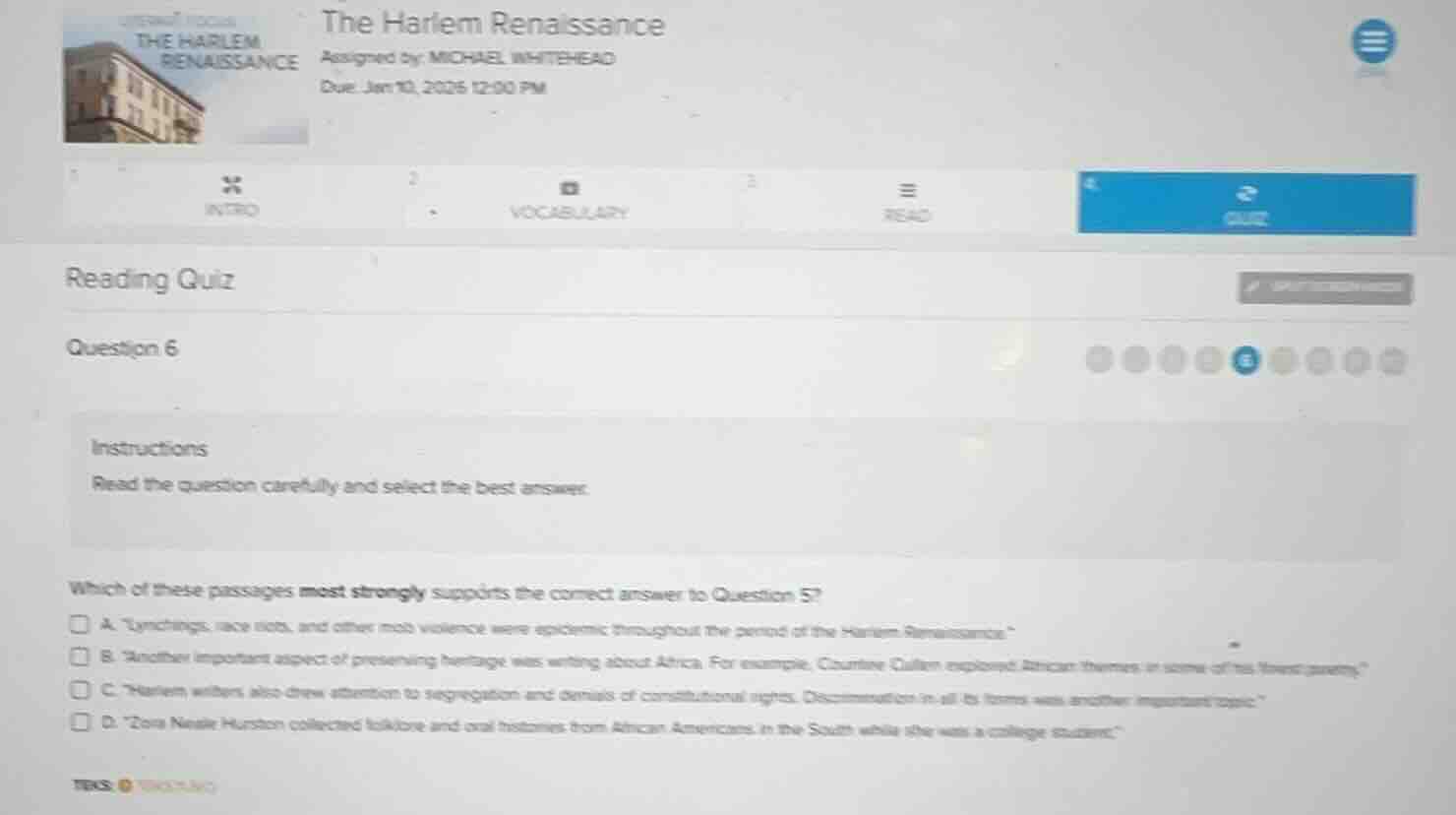 the harlem renaissance assigned by: michael whitehead due: jan 10, 2026…