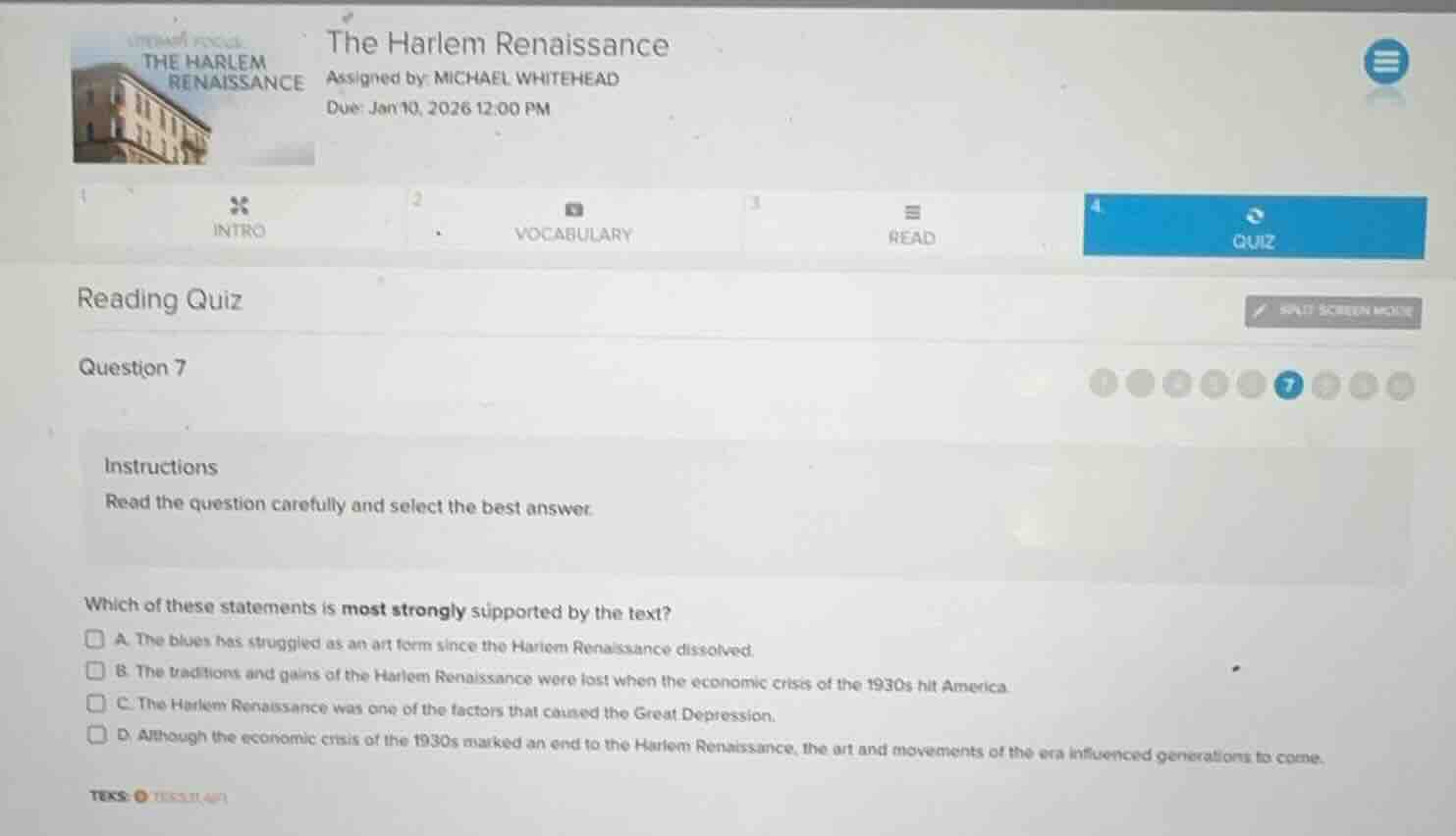 the harlem renaissance assigned by: michael whitehead due: jan 10, 2026…
