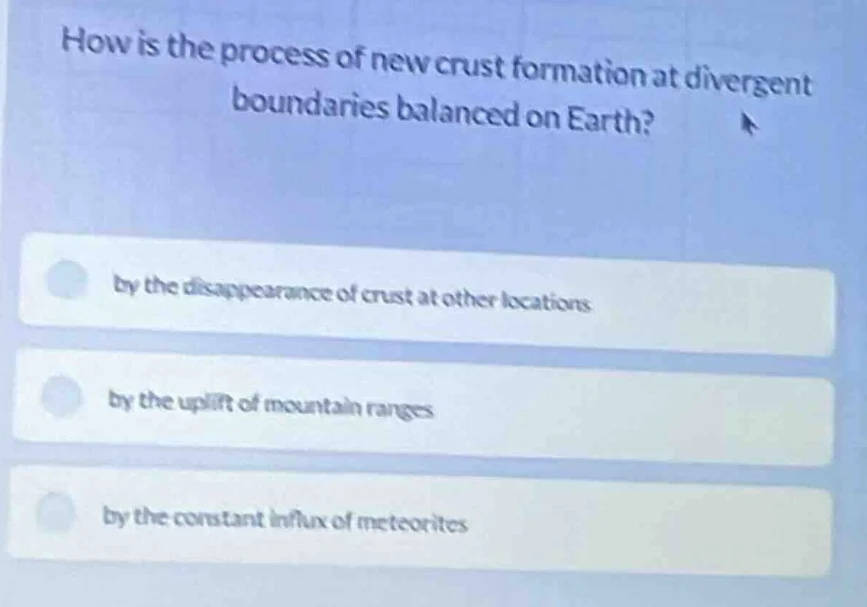 how is the process of new crust formation at divergent boundaries balan…