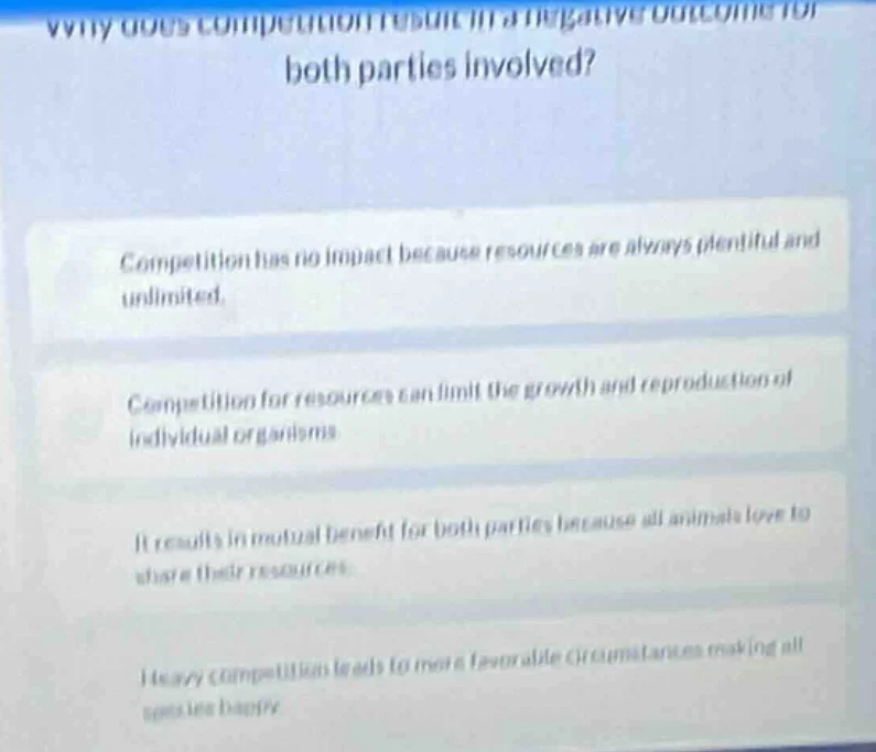 why does competition result in a negative outcome for both parties invo…