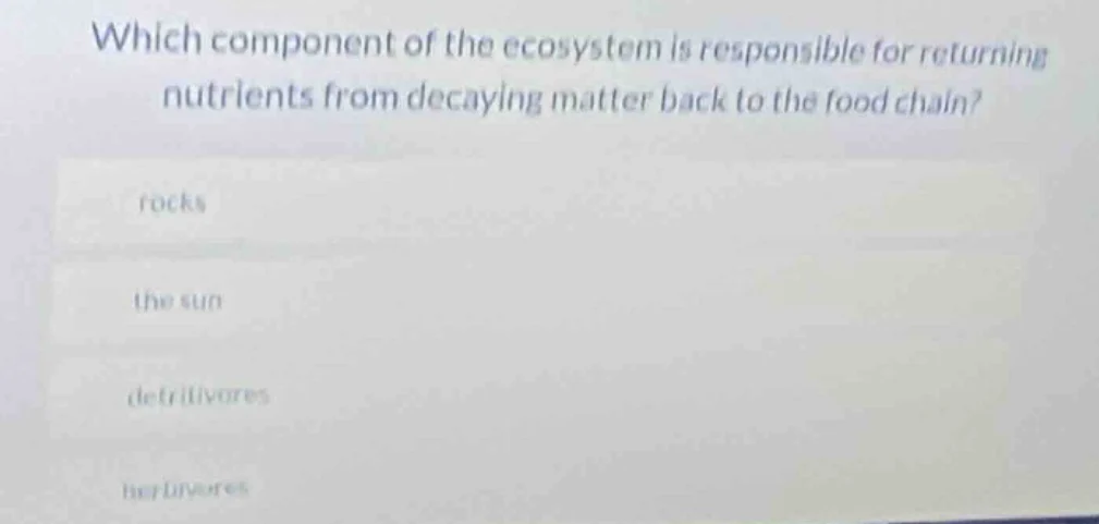 which component of the ecosystem is responsible for returning nutrients…