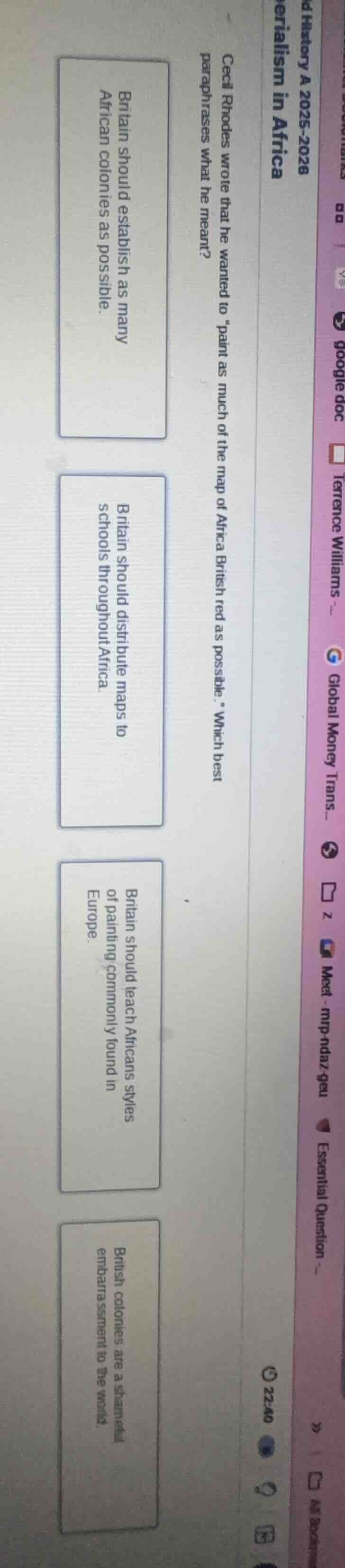 cecil rhodes wrote that he wanted to \paint as much of the map of afric…