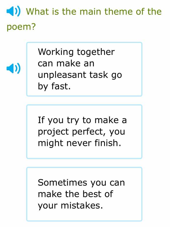 what is the main theme of the poem? working together can make an unplea…
