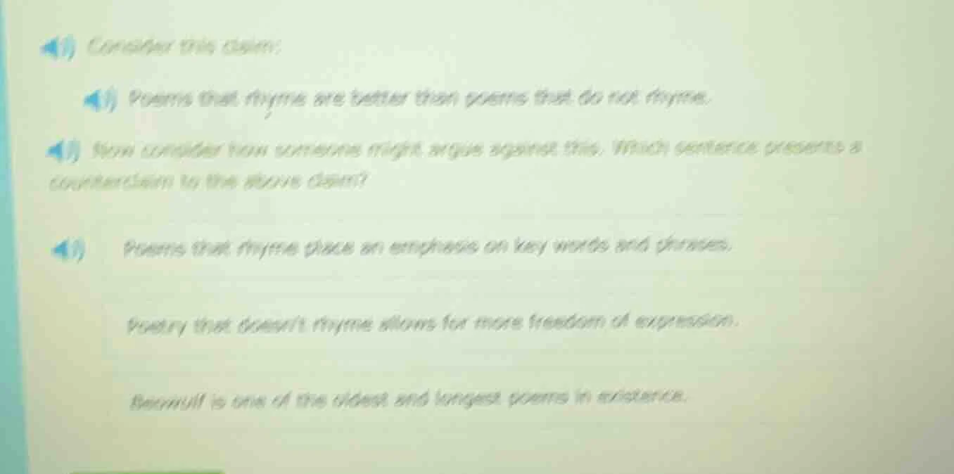1) consider this claim: 1) poems that rhyme are better than poems that …