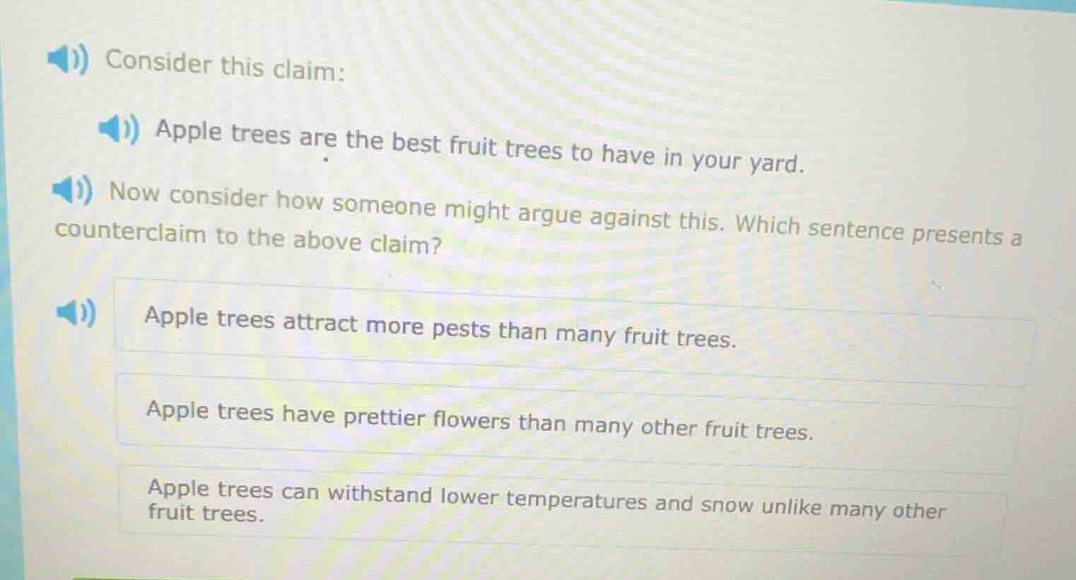 consider this claim: apple trees are the best fruit trees to have in yo…
