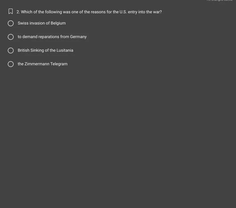 2. which of the following was one of the reasons for the u.s. entry int…