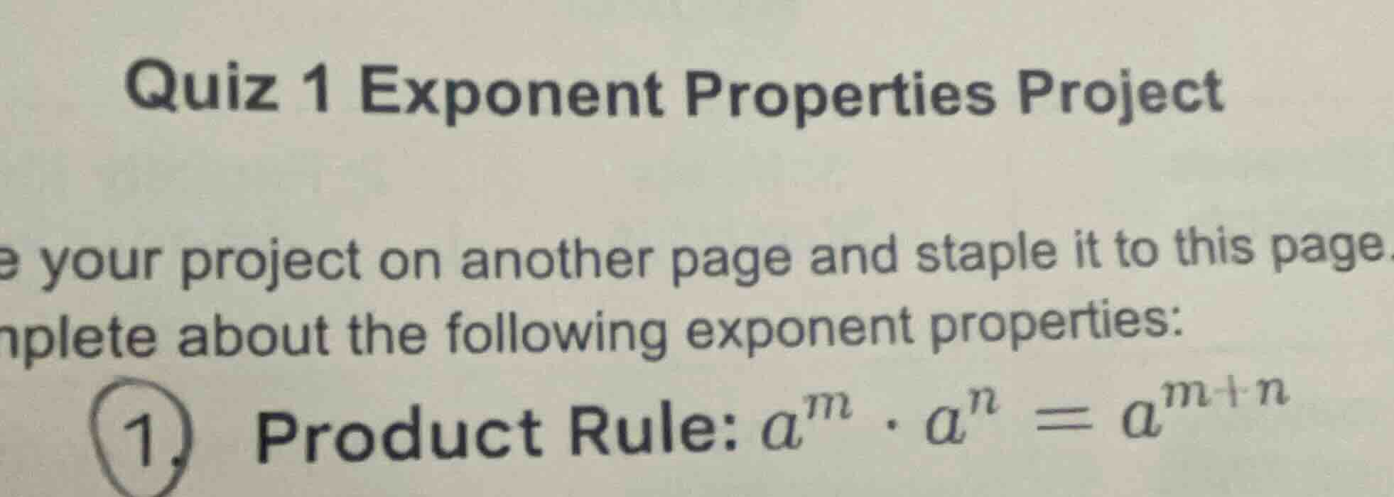 quiz 1 exponent properties project e your project on another page and s…