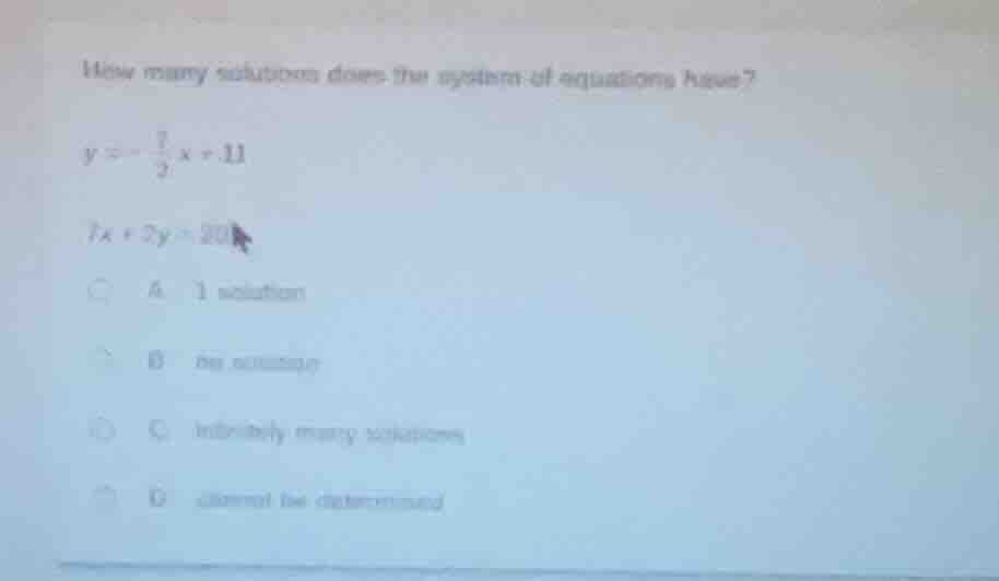 how many solutions does the system of equations have? y = -\\frac{1}{2}…