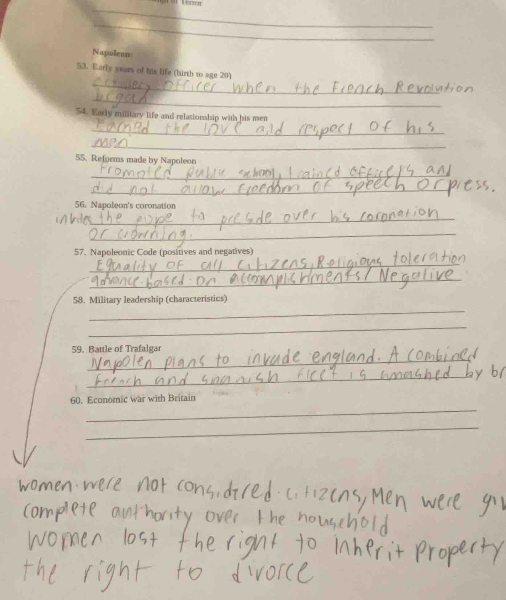 napoleon: 53. early years of his life (birth to age 20) 54. early milit…