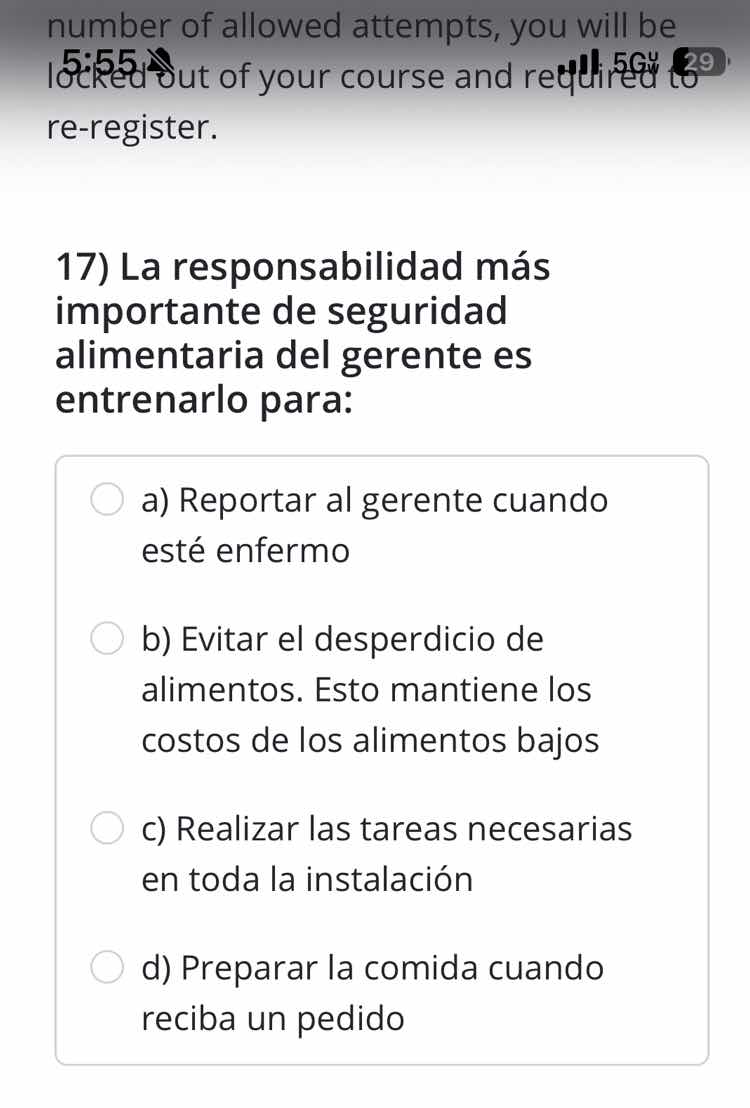 17) la responsabilidad más importante de seguridad alimentaria del gere…
