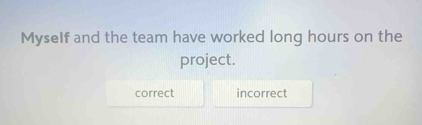 myself and the team have worked long hours on the project. correct inco…