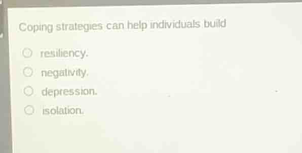 coping strategies can help individuals build resiliency. negativity. de…