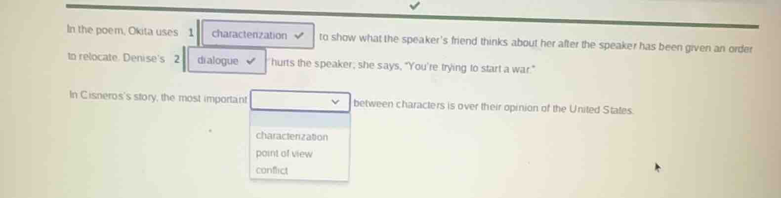 in the poem, okita uses 1 characterization to show what the speaker’s f…