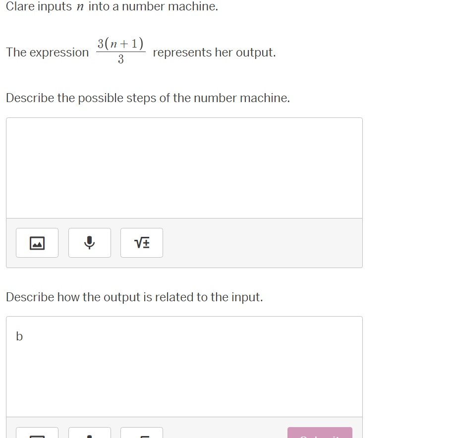 clare inputs n into a number machine. the expression \\(\\frac{3(n + 1)…