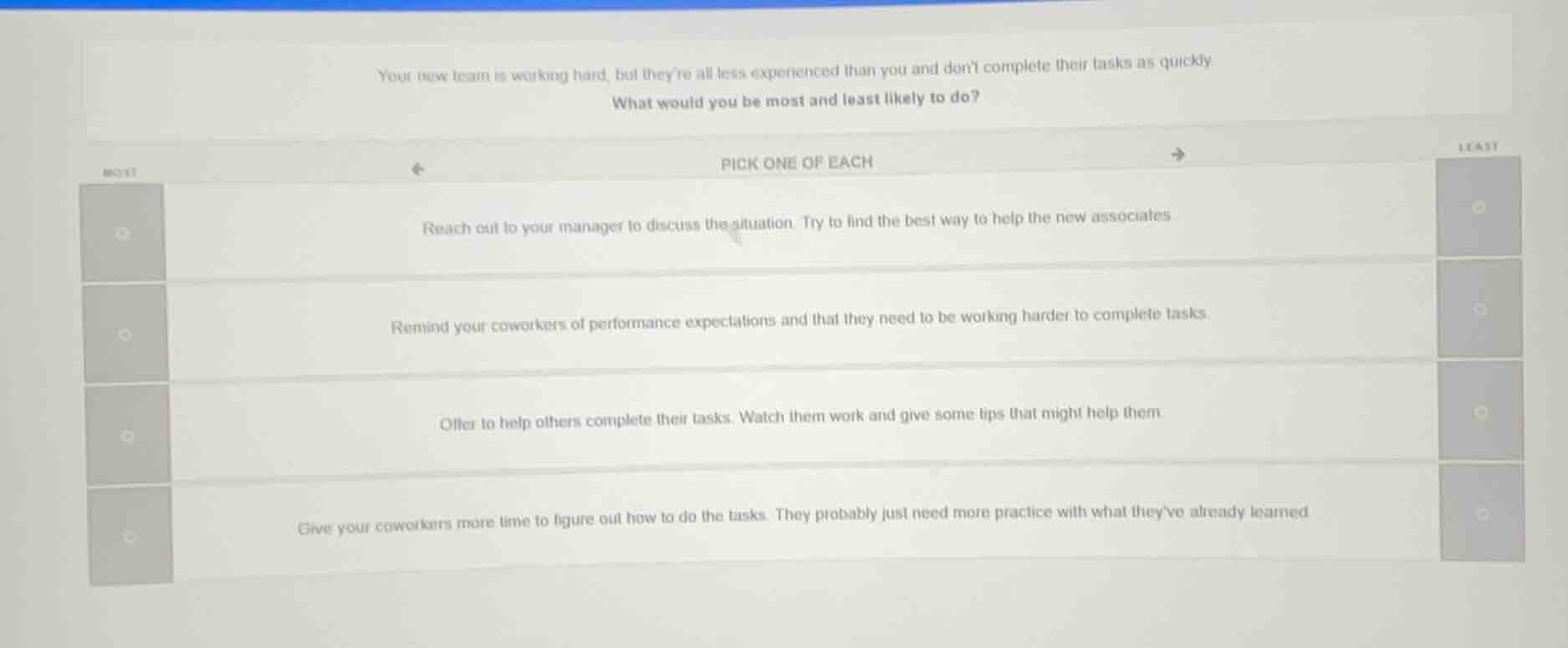 your new team is working hard, but theyre all less experienced than you…