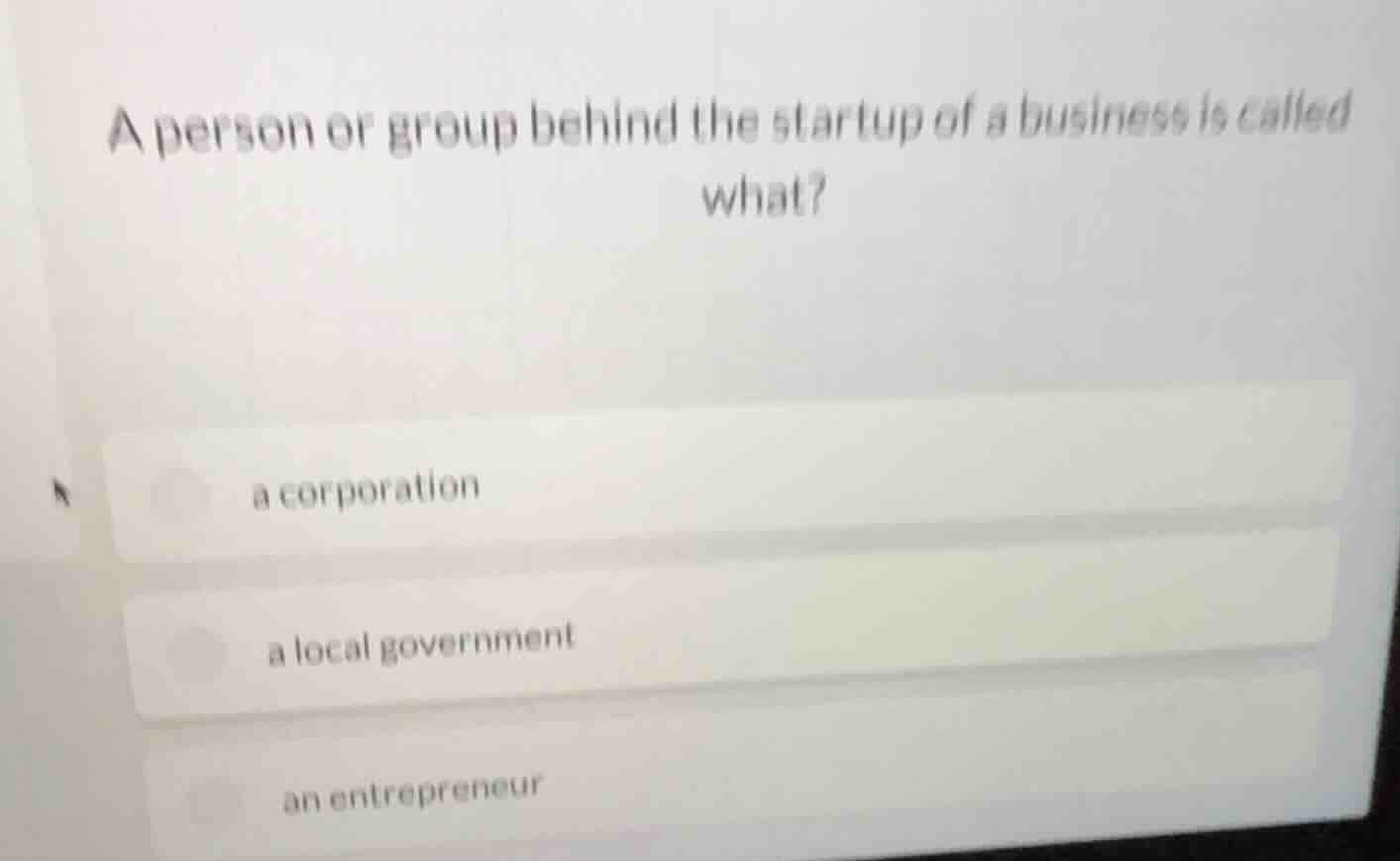 a person or group behind the startup of a business is called what? a co…