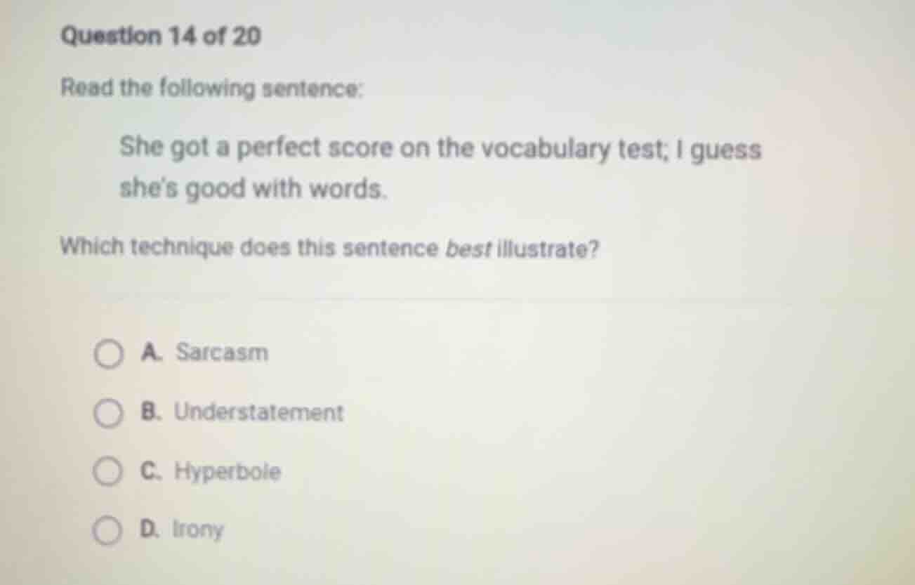 question 14 of 20 read the following sentence: she got a perfect score …