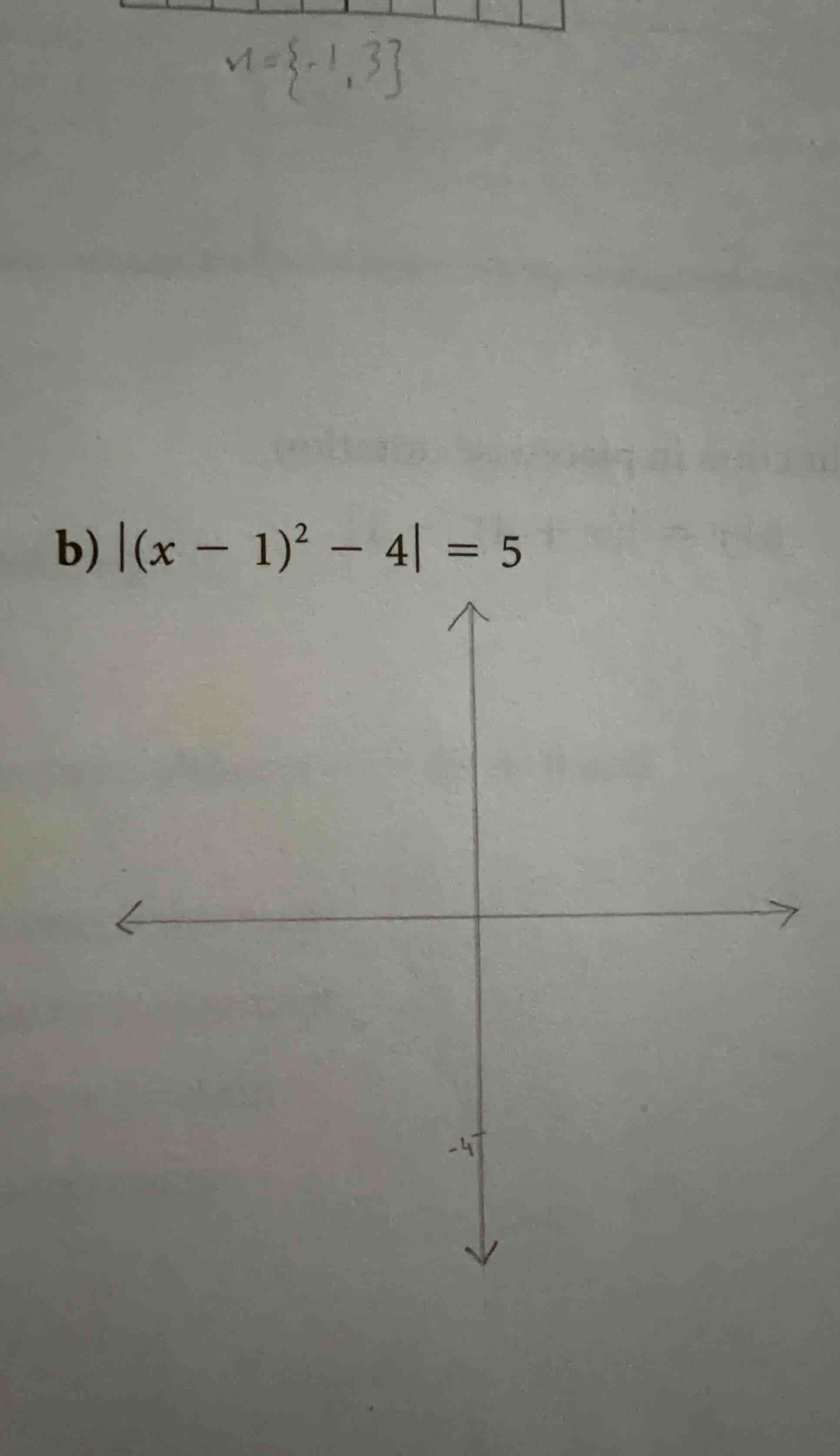 b) \\(|(x - 1)^2 - 4| = 5\\)