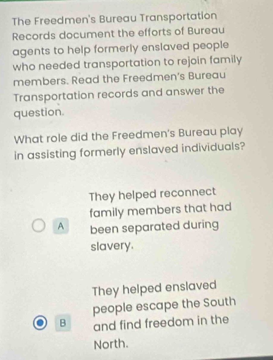 the freedmens bureau transportation records document the efforts of bur…