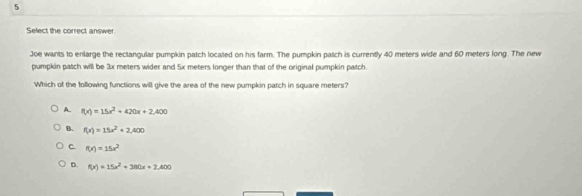 5 select the correct answer. joe wants to enlarge the rectangular pumpk…