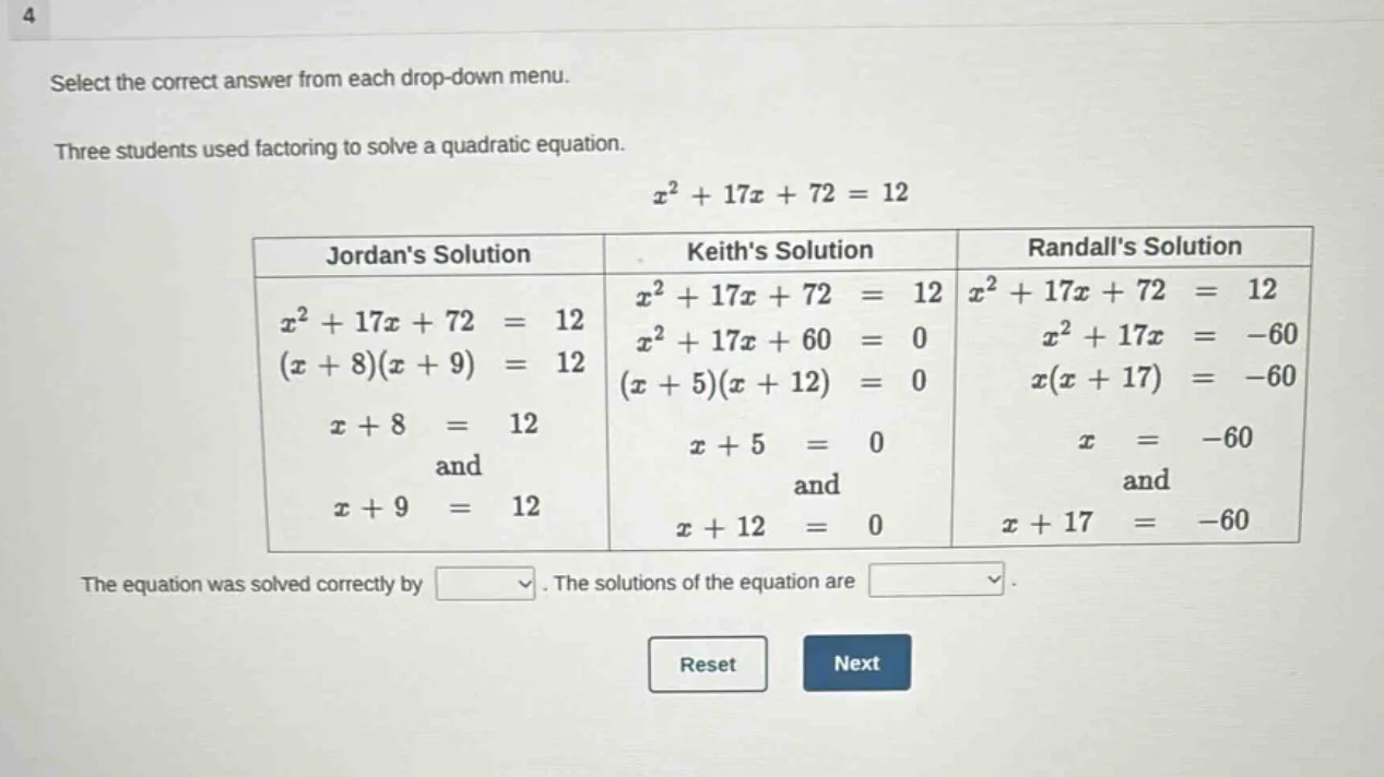 select the correct answer from each drop-down menu. three students used…