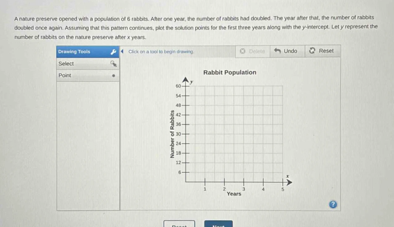 a nature preserve opened with a population of 6 rabbits. after one year…