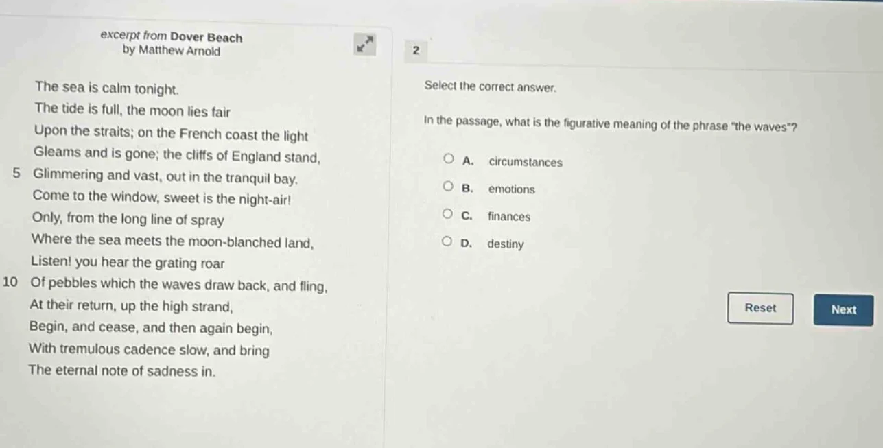 excerpt from dover beach by matthew arnold the sea is calm tonight. the…