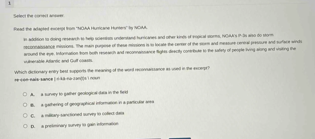 select the correct answer. read the adapted excerpt from oaa hurricane …