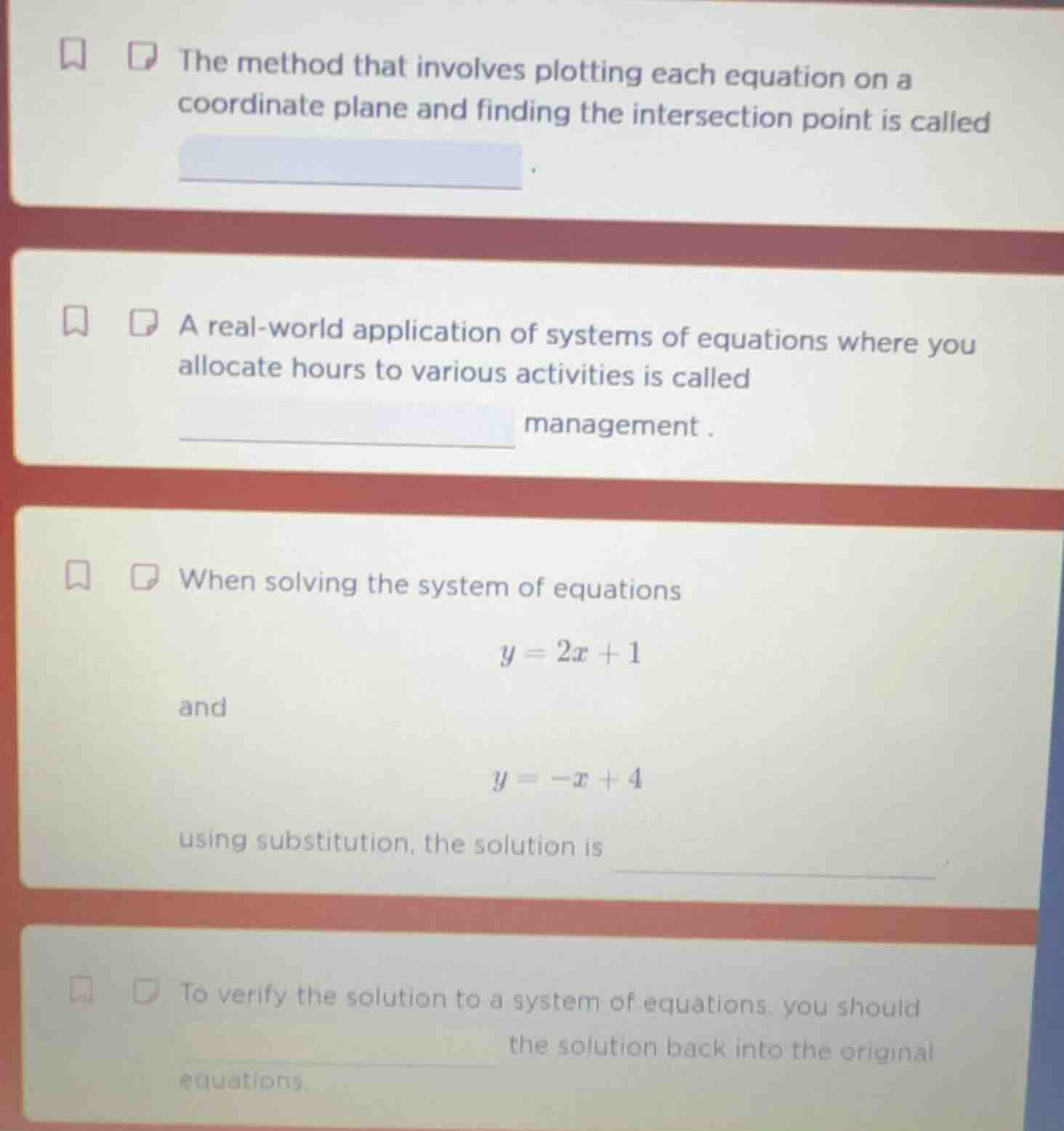 the method that involves plotting each equation on a coordinate plane a…