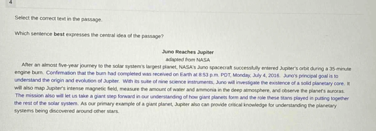 select the correct text in the passage. which sentence best expresses t…