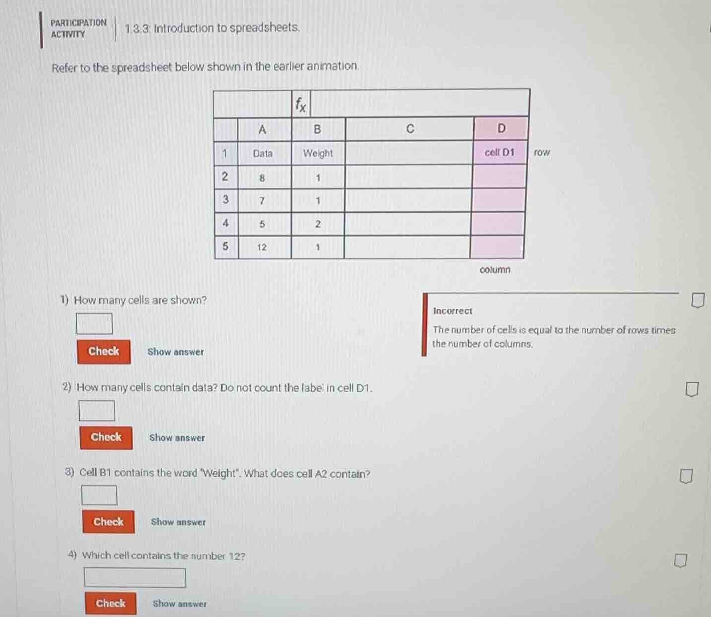 participation activity 1.3.3 introduction to spreadsheets. refer to the…