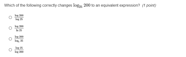 which of the following correctly changes \\(\\log_{25} 200\\) to an equ…