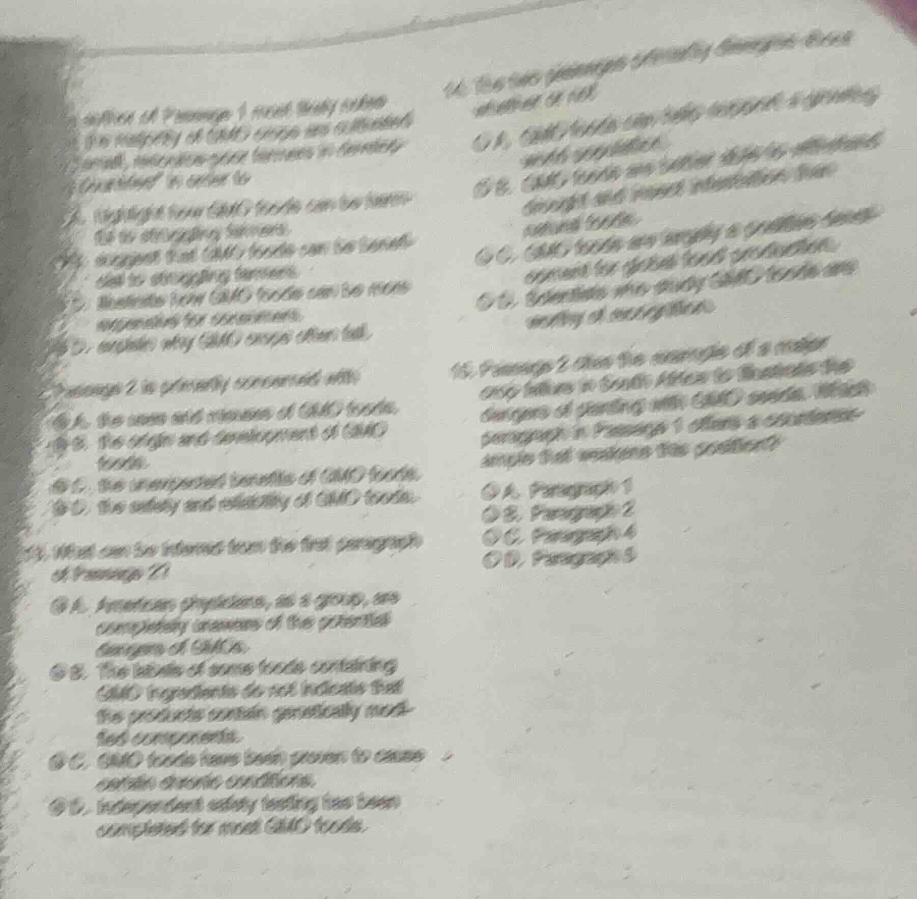 13. the author of passage 1 most likely refers to the majority of gm(?)…