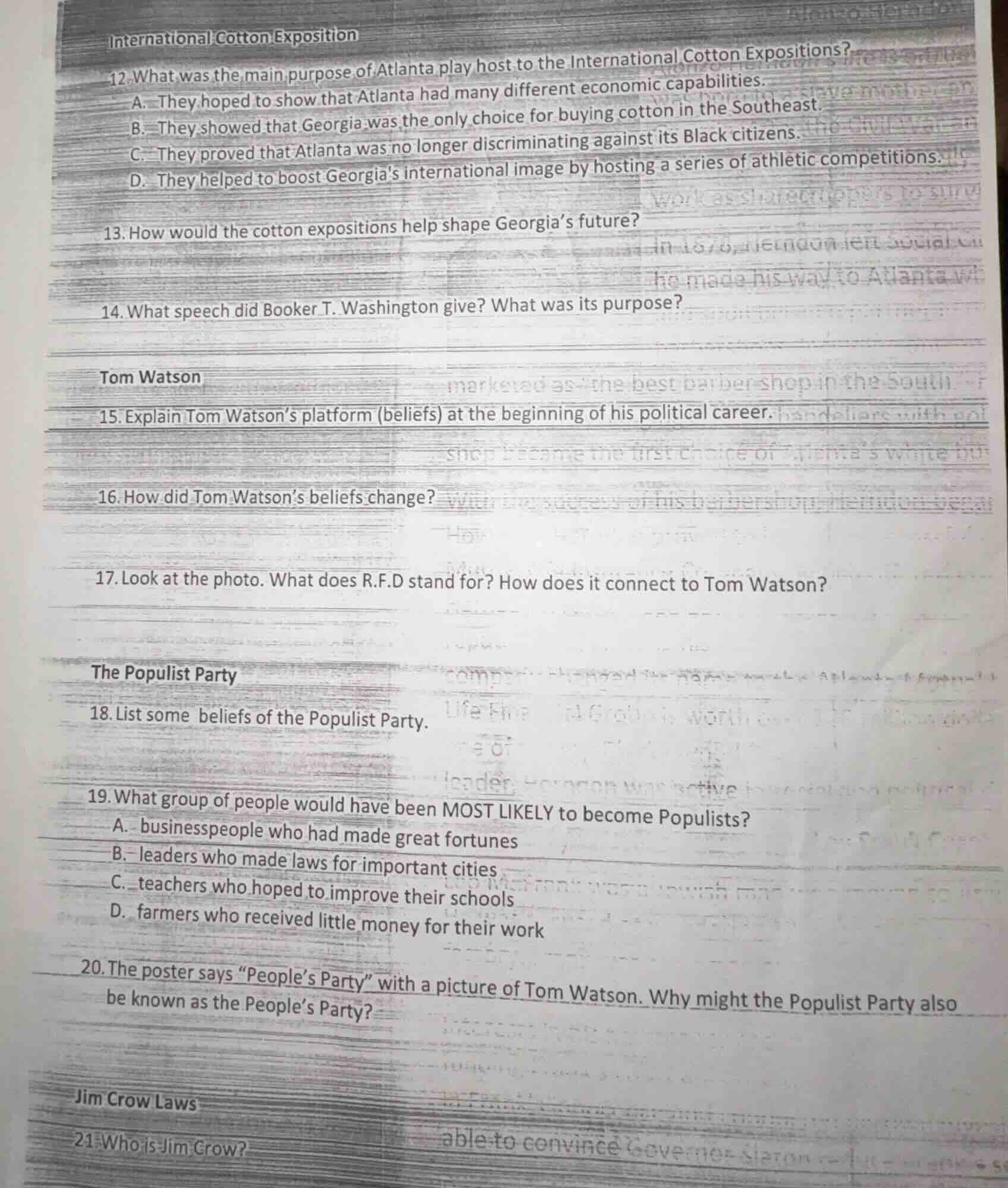 international cotton exposition 12. what was the main purpose of atlant…