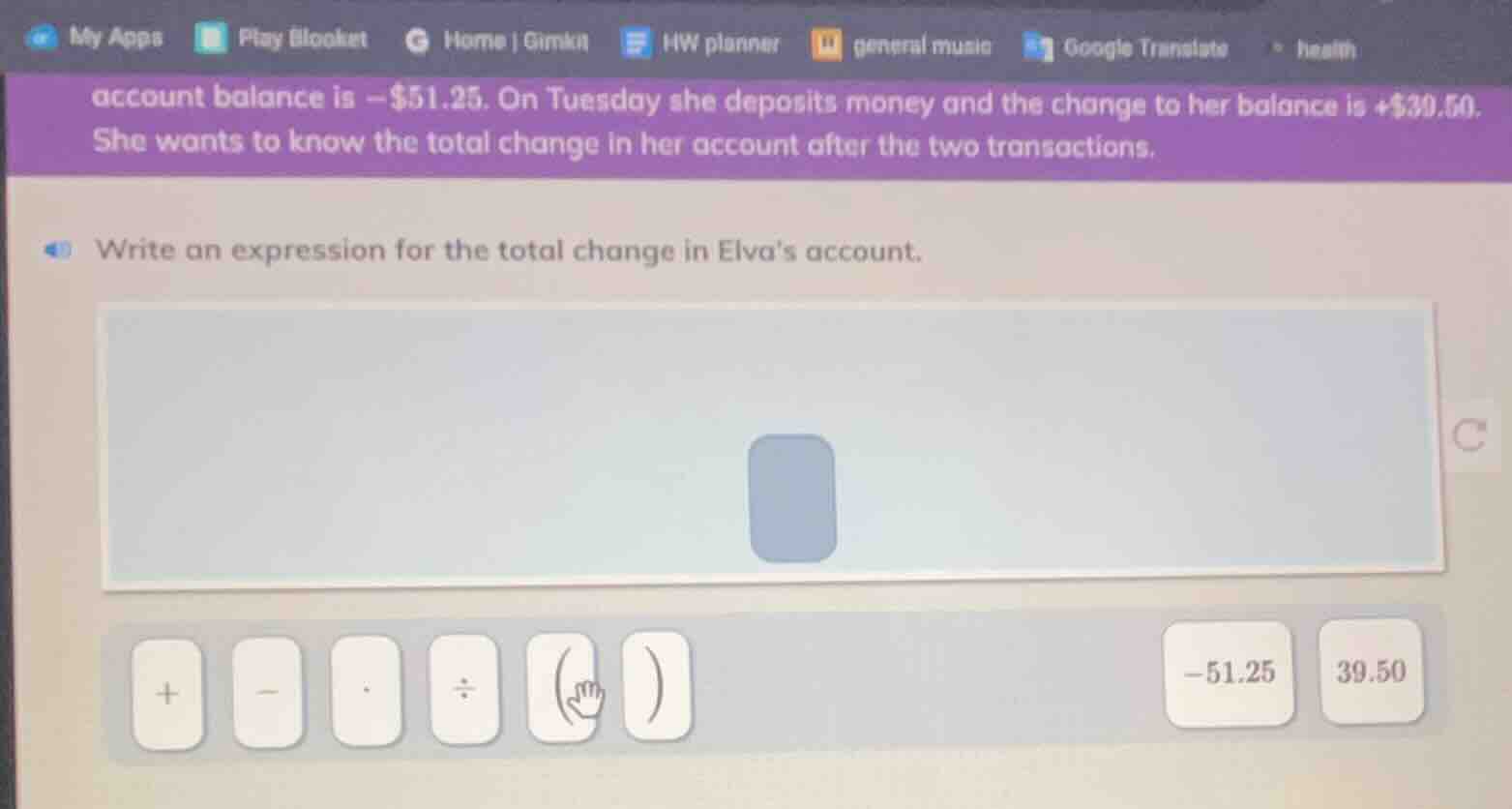 account balance is -$51.25. on tuesday she deposits money and the chang…