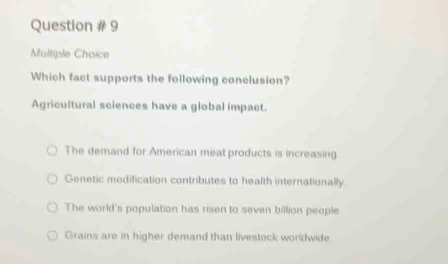 question # 9 multiple choice which fact supports the following conclusi…